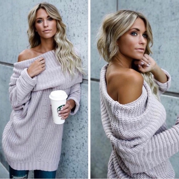 JULIE Purple Hint one shoulder sweater - Picture 2 of 4